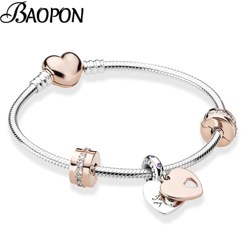 Ti amo per sempre Perline Braccialetti con ciondoli Braccialetti con catena a serpente color argento elegante fai-da-te per le donne Amante Gioielli Regalo Offerta speciale