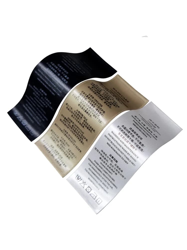 Istruzioni personalizzate per la cura dell'abbigliamento Etichette per etichette personalizzate per il lavaggio del viso in raso per vestiti Etichette in tessuto per cucire per regalo viso in raso Wo