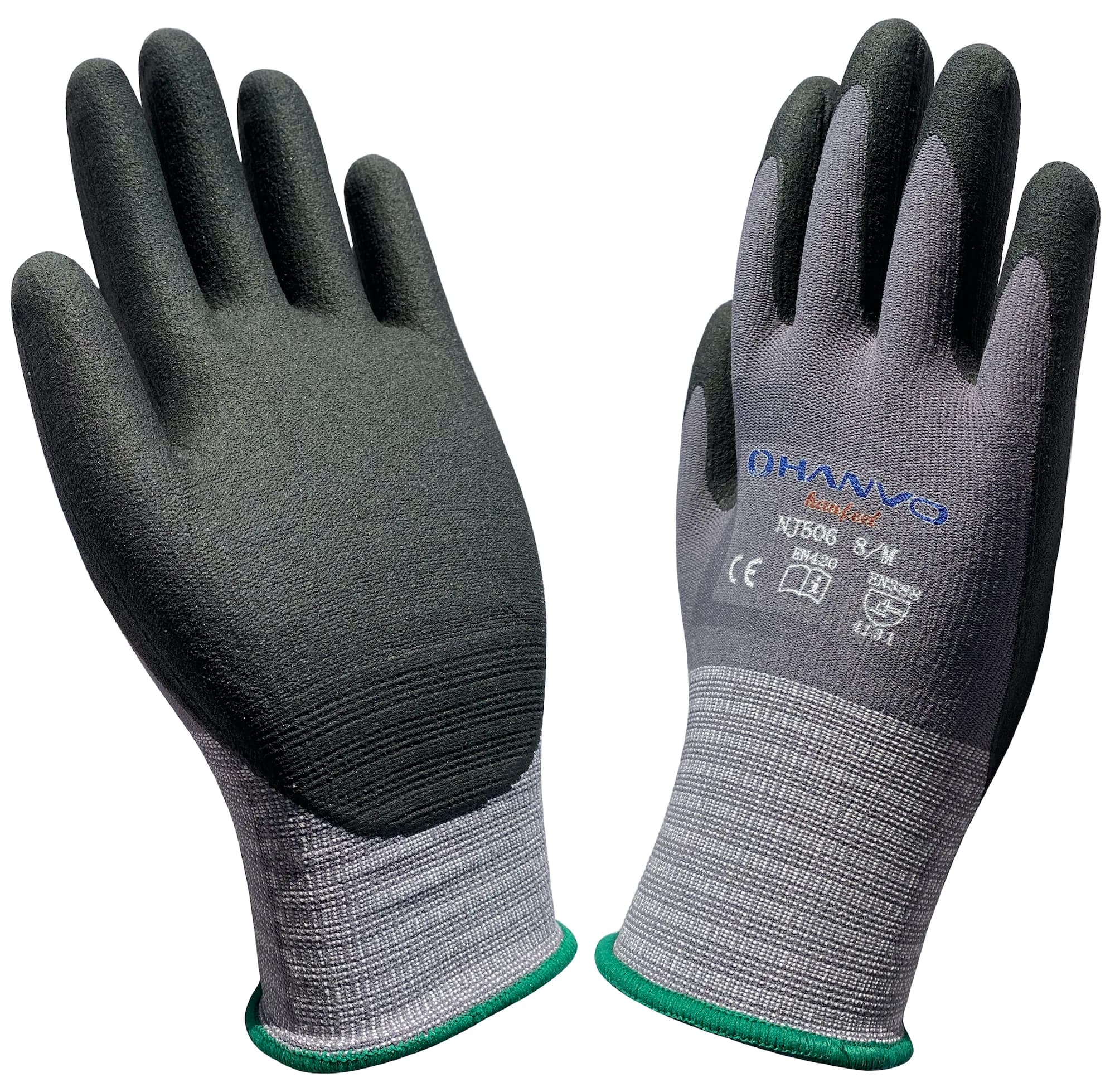 Guanti da lavoro Olio e gas NJ506 Guanto di sicurezza ad alta flessibilità Guanto da giardinaggio in schiuma nitrilica Maxi resistente all'abrasione