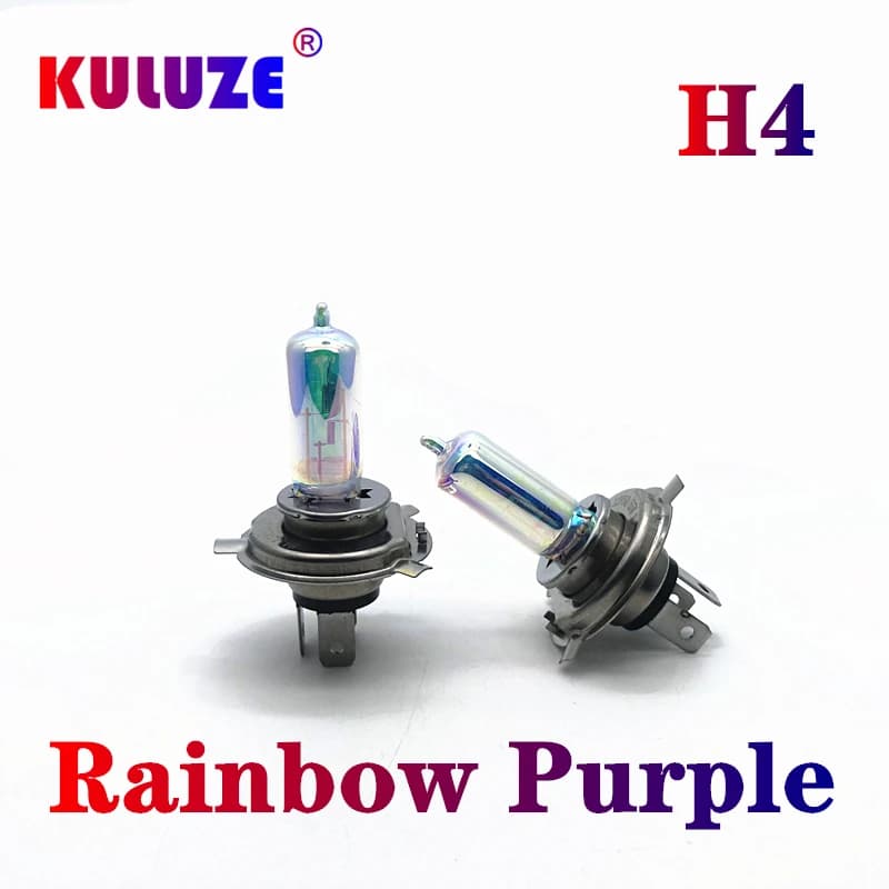 2 pezzi H4 arcobaleno viola plasma 12V60/55W P43t auto al quarzo alogeno lampadina per fari per automobili lampadina per fari per moto
