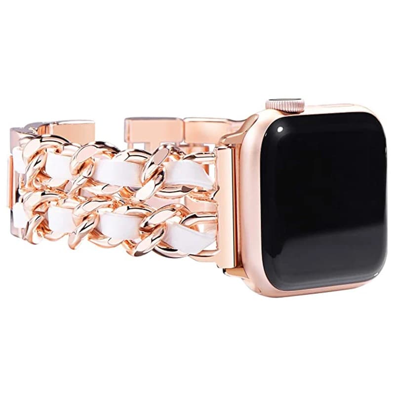 Cinturino a catena traspirante per cinturino Apple Watch 7 6 41mm 45mm 44/40mm 38/42mm gioielli da donna in metallo per cinturino iWatch Serie SE 7 6 5 4 3
