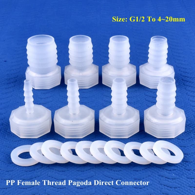 5~200 pcs G1/2 female thread at 4~20mm PP Hole direct connector Micro watering garden hose flexible coupling tank joints
