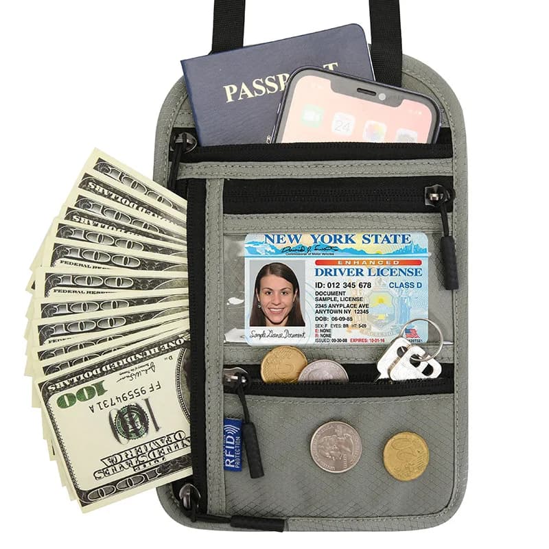 Borsa passaporto multifunzionale Halter RFID Crossbody biglietto monospalla e protezione documenti archiviazione espandibile-cartella file