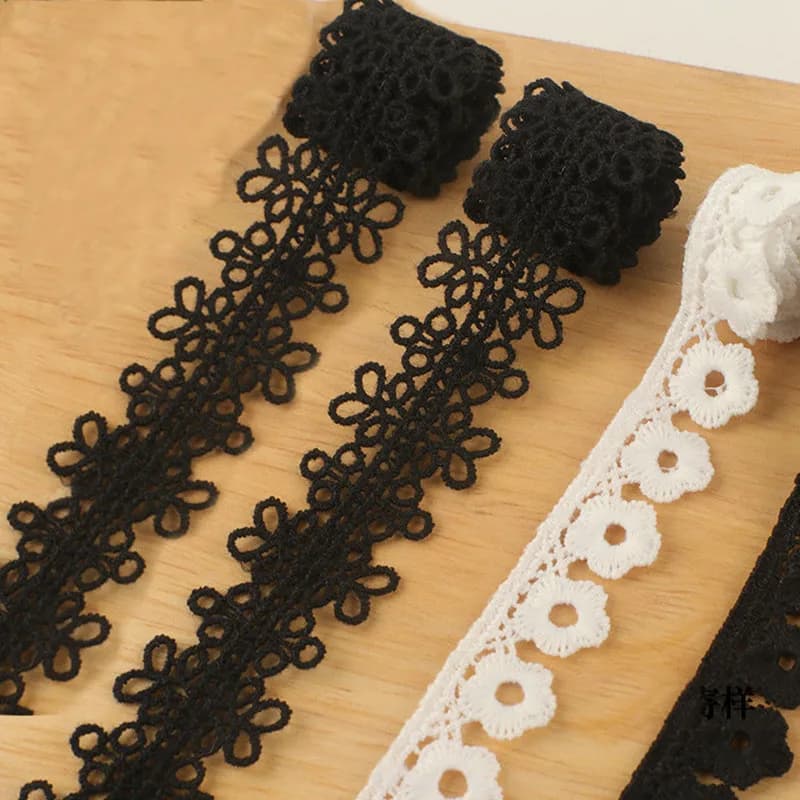 5Y ricamo nero bianco latte seta solubile in acqua tessuti di pizzo biancheria intima fai da te tenda Lolita abbigliamento da sposa accessori per il cucito