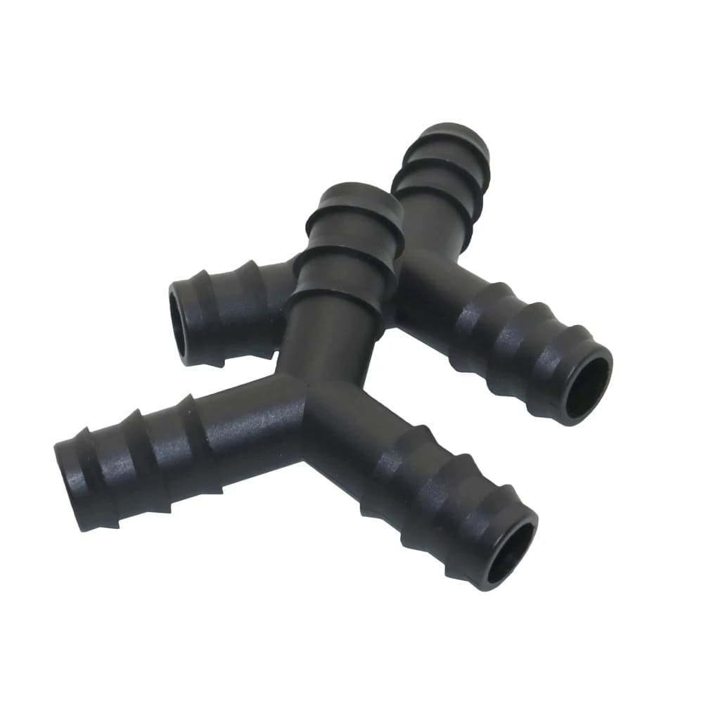 20 Pz DN16mm 4/7mm Connettore a T a forma di Y Uguale Accoppiamento spinato Nero Giardino Micro-Irrigazione 3-Way Water Splitter Raccordi per tubi