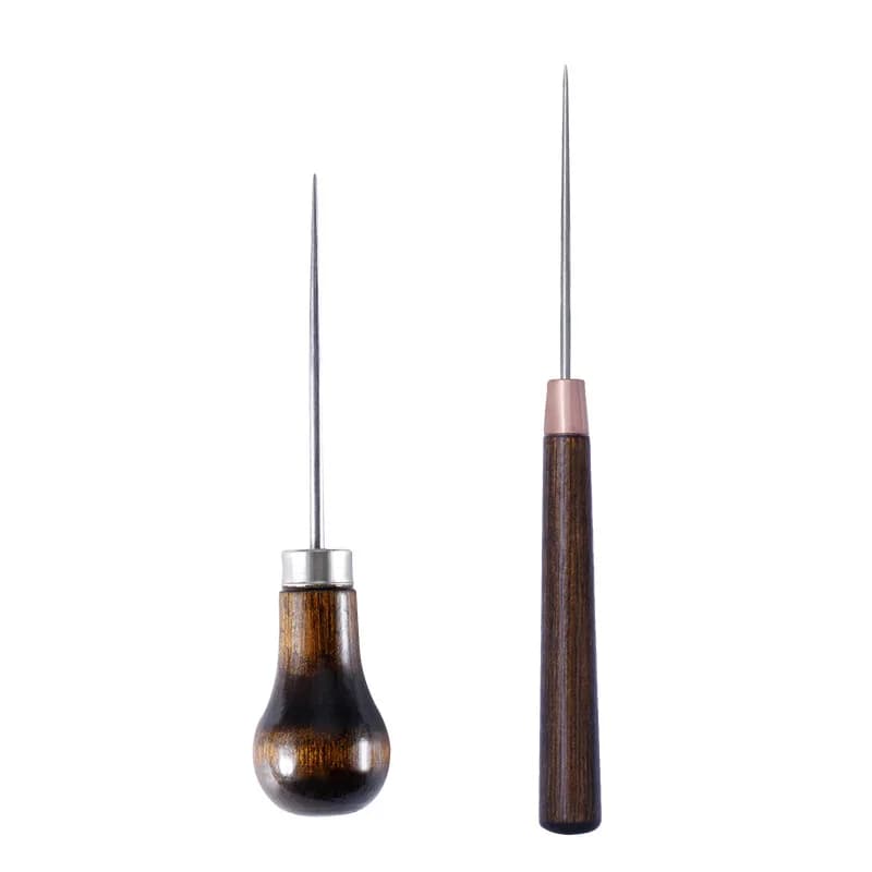 Manico in legno Drillable Punteruolo Rotondo Solido Strumento per il Mestiere Del Cuoio Punteruolo Cucitura A Mano Cono Lavorazione della pelle Kit Ago Strumento Per Cucire