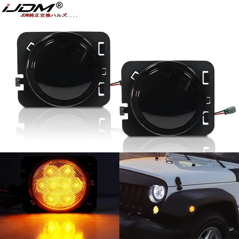 IJDM per Jeep Wrangler JK 2007-2017 parafango anteriore Flare Side Marker Light, sostituire OEM Amber Sidemarker Lamps indicatori di direzione