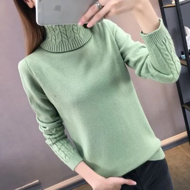 Maglione Invernale da Donna a Collo Alto 2026, Maniche Lunghe, Lavorato a Maglia, Caldo, Pullover Femminile, Maglia Tricot