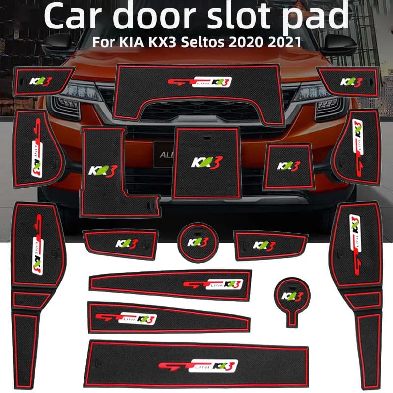 Car Gate Slot Pad For KIA KX3 Seltos 2015-2020 Non-slip Cup Anti Slip Door Groove Mat Interior Cars accessories