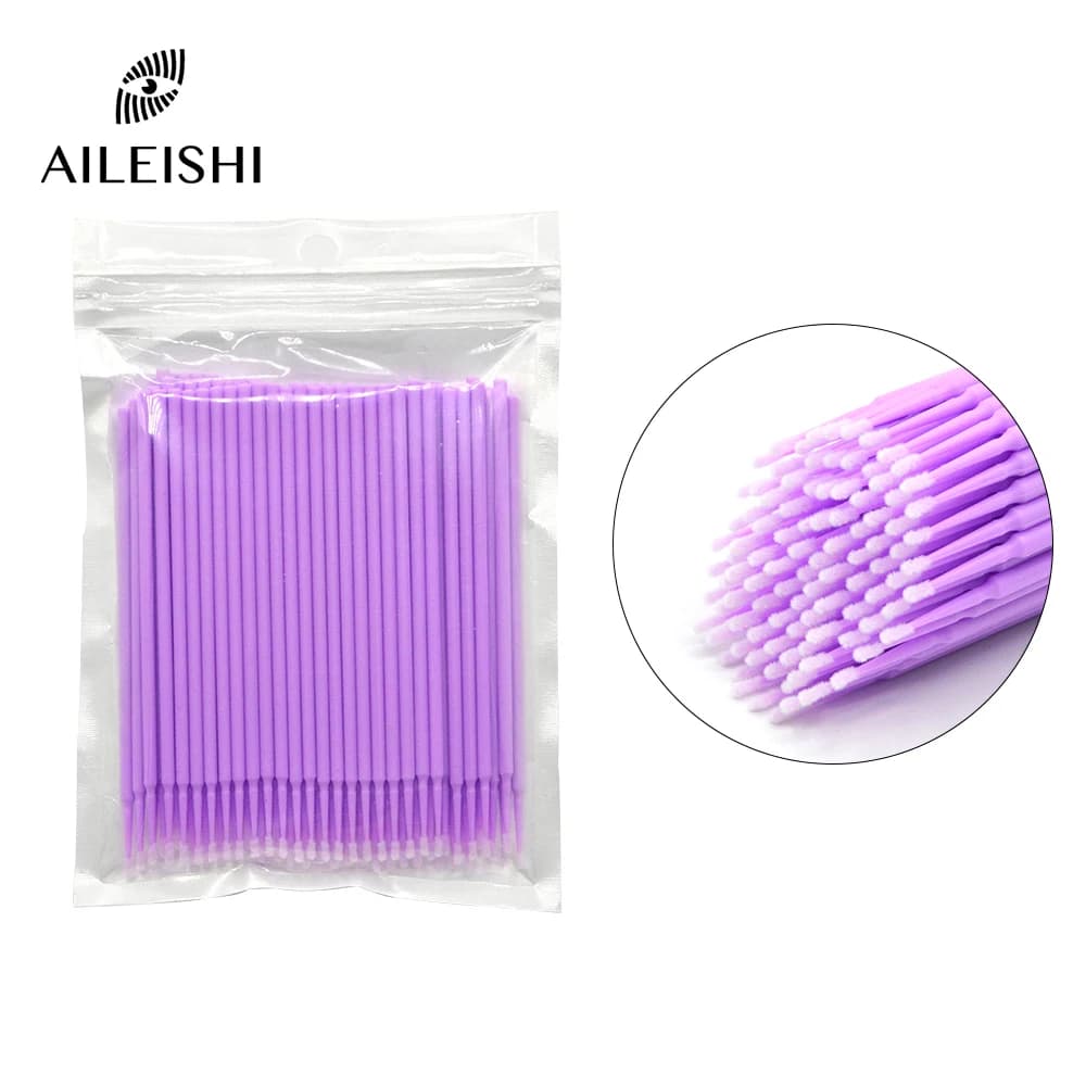 100 Pz/set Tampone di Microbrushes Innesto Molle di Estensione Del Ciglio Pennello Pulito di Cotone Bastone Individuale Lash Rimozione Make Up Strumenti
