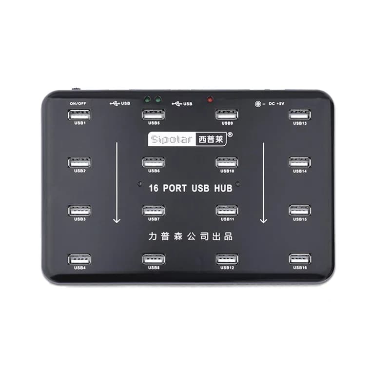 Sipolar 16 porte USB 2.0 Hub Bluk duplicatore USB per lettore di schede SD 16 TF copia Batch di Test dati U-disk con adattatore di alimentazione 5V 3A
