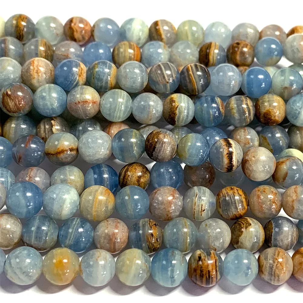 Veemake Calcite blu Collana fai da te Bracciali Orecchini Pietra preziosa naturale Sfera rotonda di cristallo Perline sfuse per la creazione di gioielli 07035