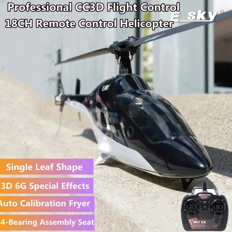 Professionale 6G 3D Acrobazia Mini RC Elicottero 300M Stabilizzare Singola Lama Flybarless LED Coda Stunt Elicottero di Controllo Remoto