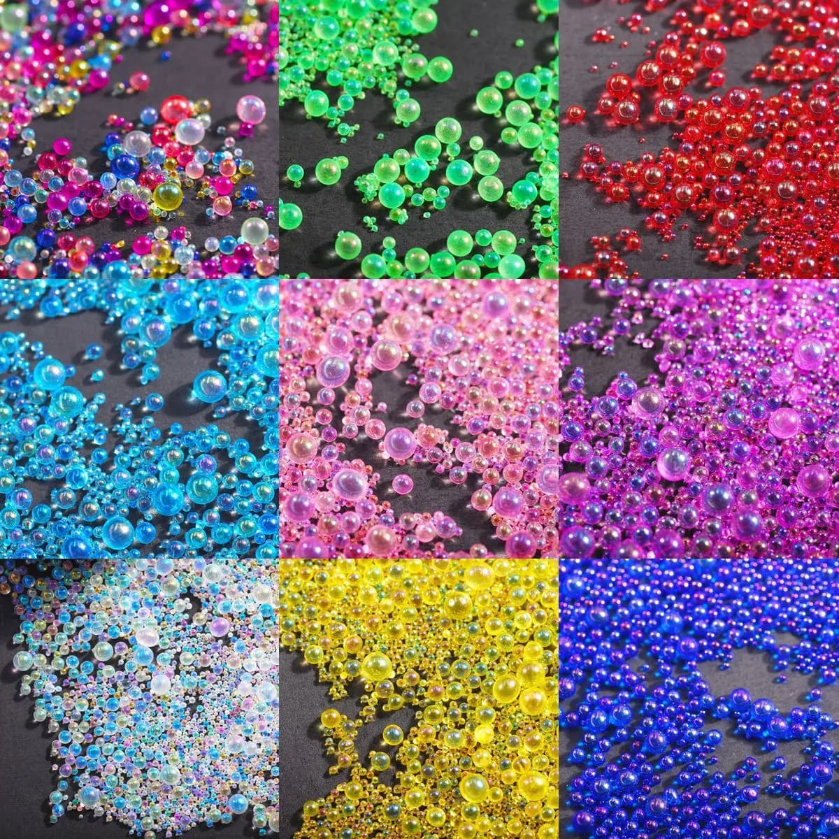20g AB Trasparente Nail Art Bubble Sfera di vetro Strass 1-3mm Misto Rotondo AB Colore Nail Art Caviar Perline Strass colorati