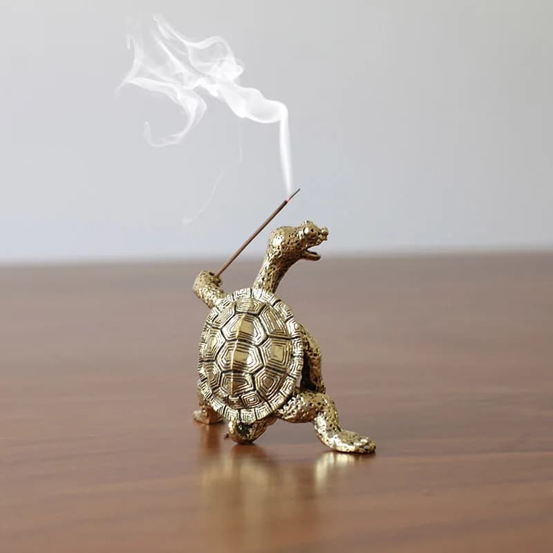 Mini bruciatore di incenso di tartaruga sedile di incenso in lega di alluminio hape supporto per bastoncini di incenso di granchio carino