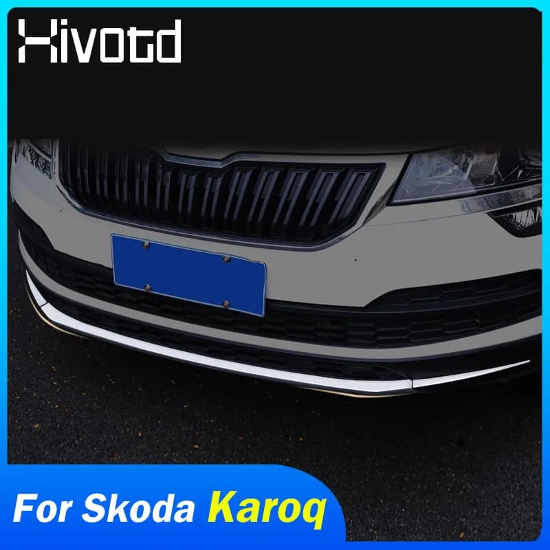 For Skoda Karoq 2022 Accessories Front Bumper Trim Protect Lower Front Bumper Cover Diffuser Spoiler Lip Guard Decoration