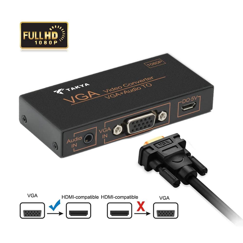 Convertitore VGA a HDMI-compatibile Monitor/PS3/PS4/HDTV/Blu-ray DVD 3.5 millimetri audio Micro USB di Alimentazione, compatibile con HDMI Adattatore di Uscita