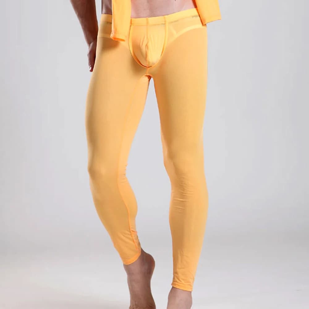 Men Breathable Transparent Black Casual Pajamas Super Soft Leggings Sleeping Pants Thin Summer Elastic Male Long Home Trousers
