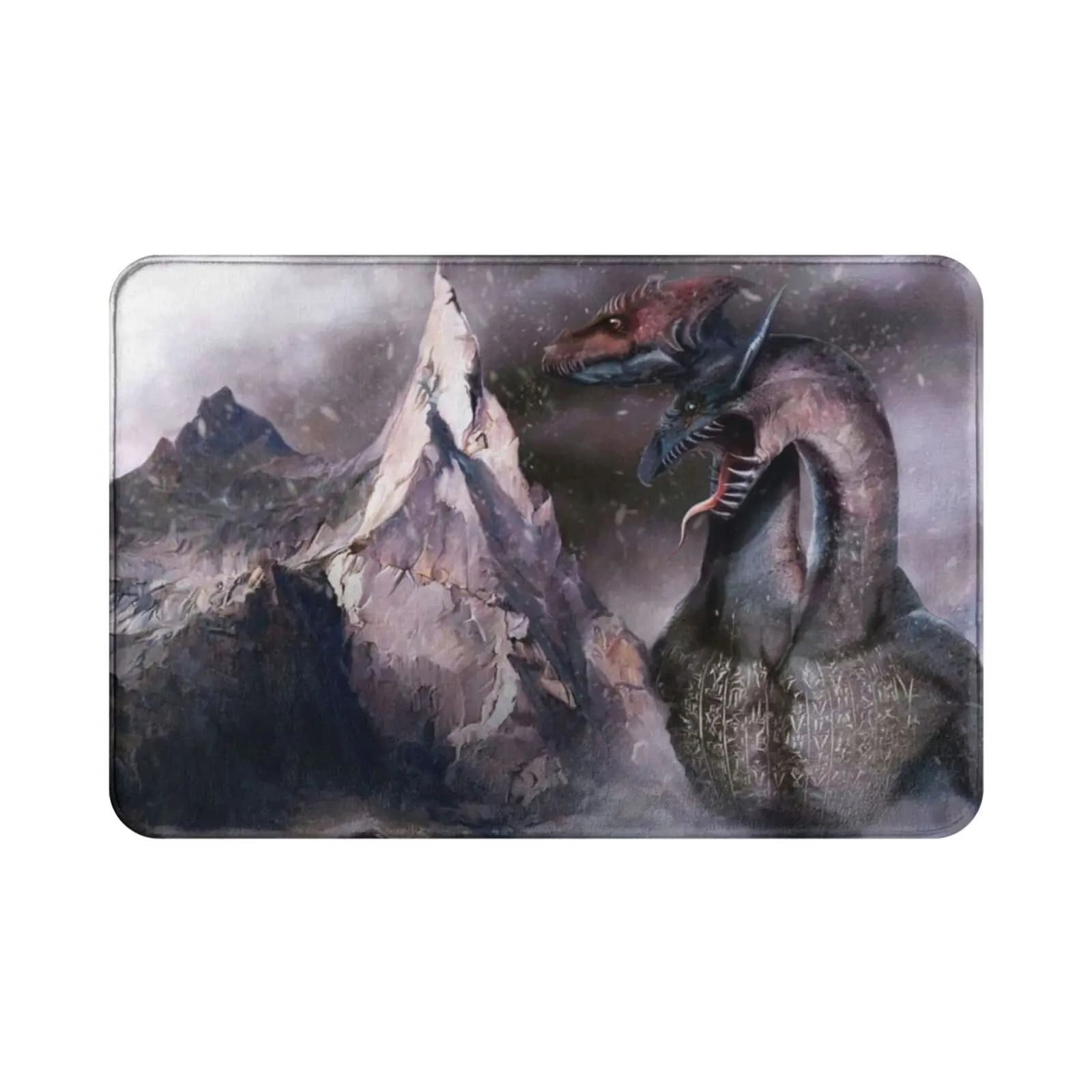Kingu Carpet Soft Bearing Anti-slip Dragon Geek Freak Game Concept Gothic Rettile Fire Mountain Terror Creepy