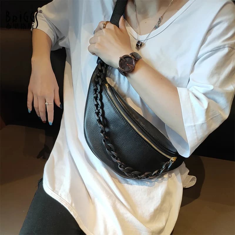 Di modo Acrilico Nero Catene Petto Borse Delle Donne Del Progettista Del Cuoio Genuino Borsa Crossboday Zip Tasca del Telefono di Denaro Pacchetto della Cassa del Sacchetto Della Cinghia Del Sacchetto