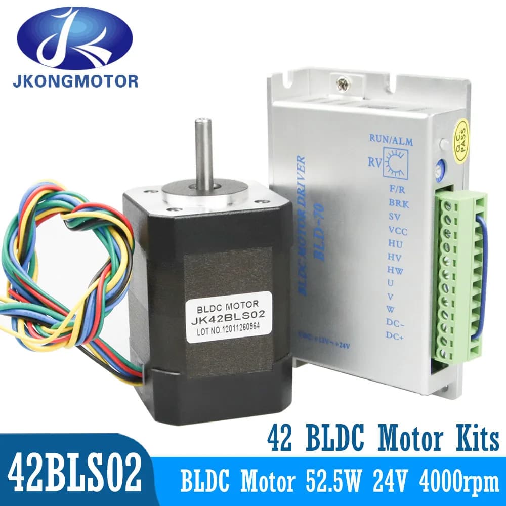 Jkongmotor 42BLS02 4000 giri/min Kit motore DC senza spazzole 61mm 24V 52.5W Motore BLDC trifase 8 poli 3.3A per stampante 3D Design fai da te