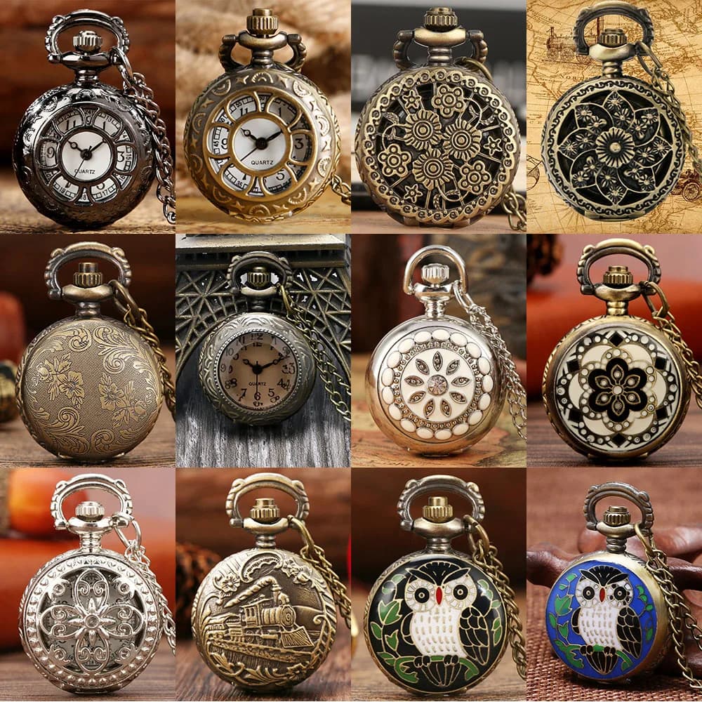 Bella Mini collana orologio da tasca quarzo numeri arabi quadrante ciondolo catena antico piccolo orologio regali per bambini donne