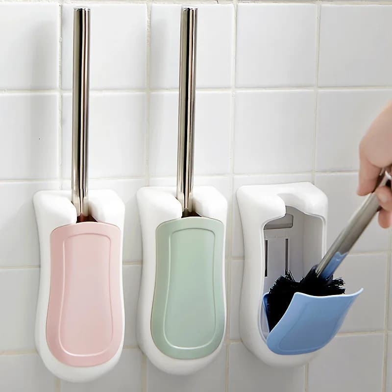 Set scopino per WC da bagno Spazzola per pulizia in acciaio Set scopino e supporto per WC a parete Scopino per WC in acciaio inossidabile