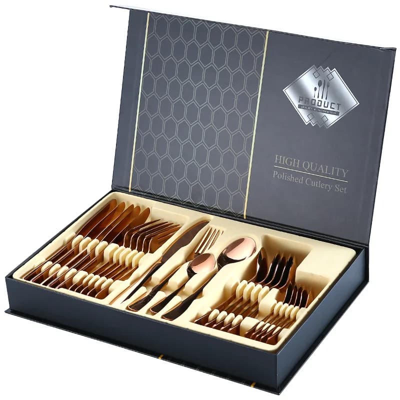 Set di posate in acciaio inossidabile, stoviglie da cucina, forchetta lavabile in lavastoviglie, cucchiaio, coltello, Set da pranzo portatile, stoviglie, 24 pezzi