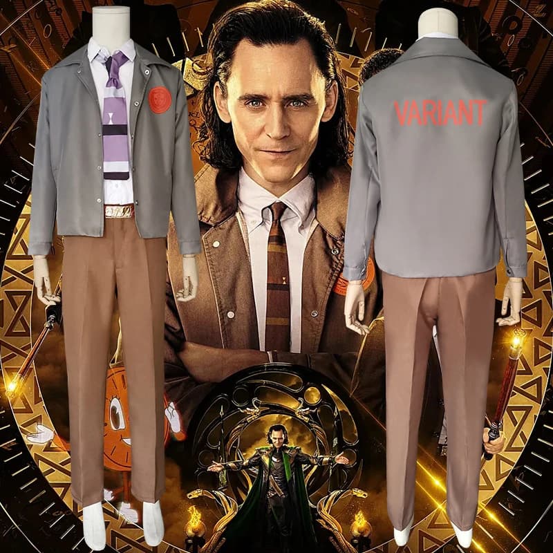 Loki Cosplay Costume Movie Time Variance Authority TVA Uniform Mischief Variant Jacket Coat Work Clothes Halloween Suit Men