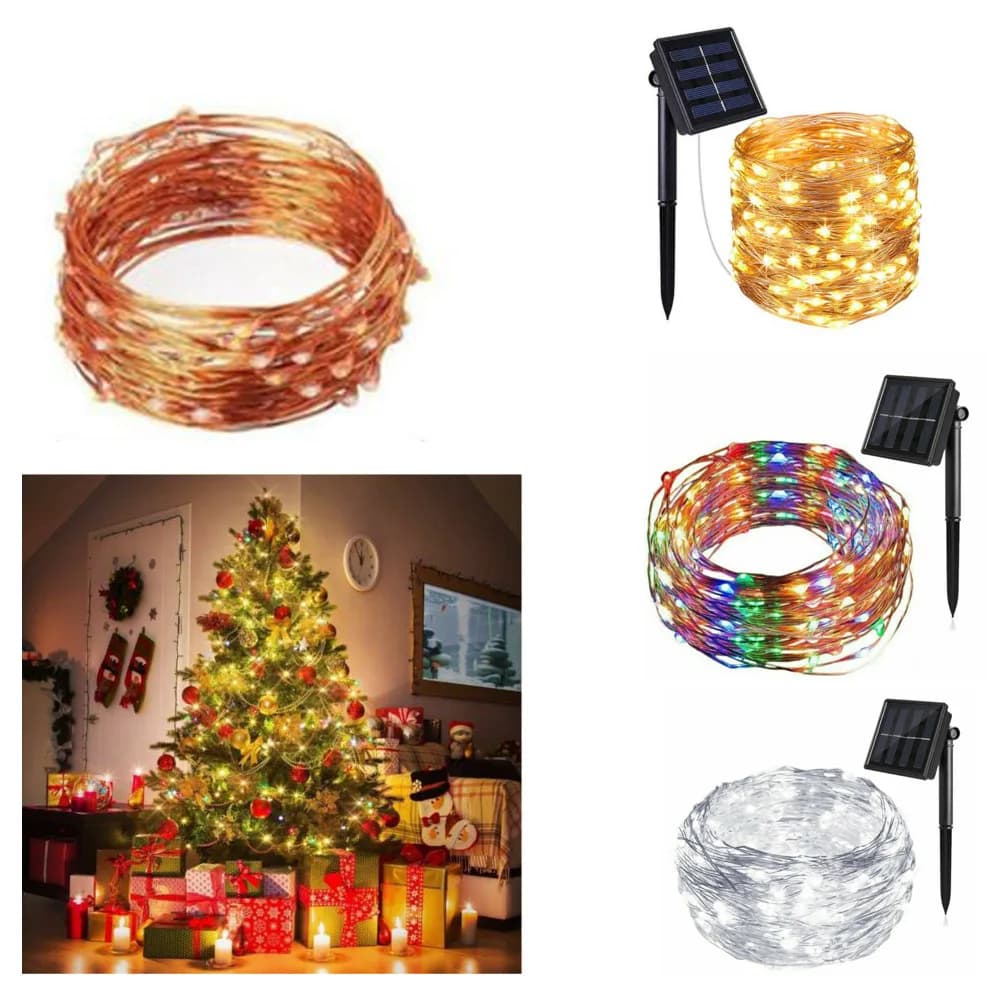 Impermeabile Outdoor Street Solar String Fairy Lights 10M 20M LED Solar Lamps 100 200LED decorazione natalizia per giardino Yard