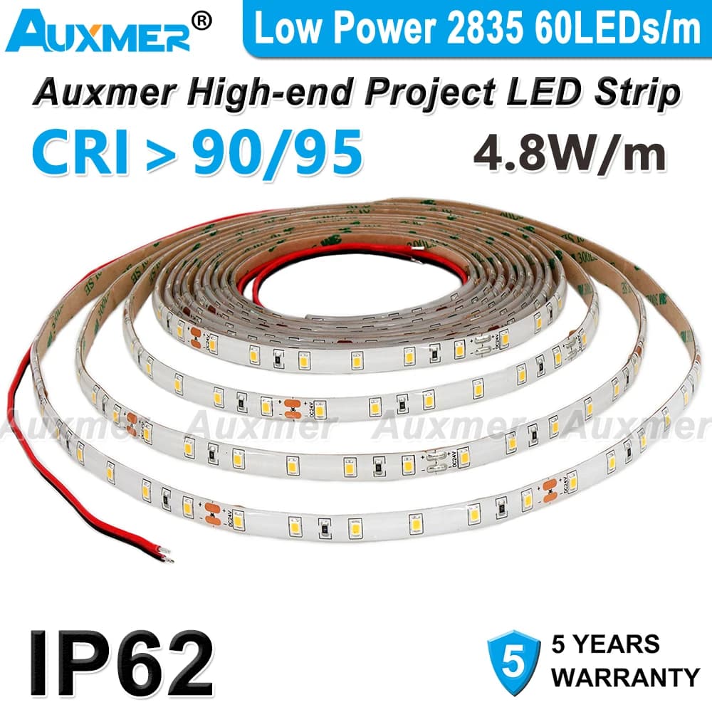 HA CONDOTTO LA Luce di Striscia di Potere Basso 2835 60LEDs/m 4.8 W/m,IP62 Impermeabile, CRI90/95 Diodo nastro, DC12V/24V Ha Condotto Le Luci per Camera