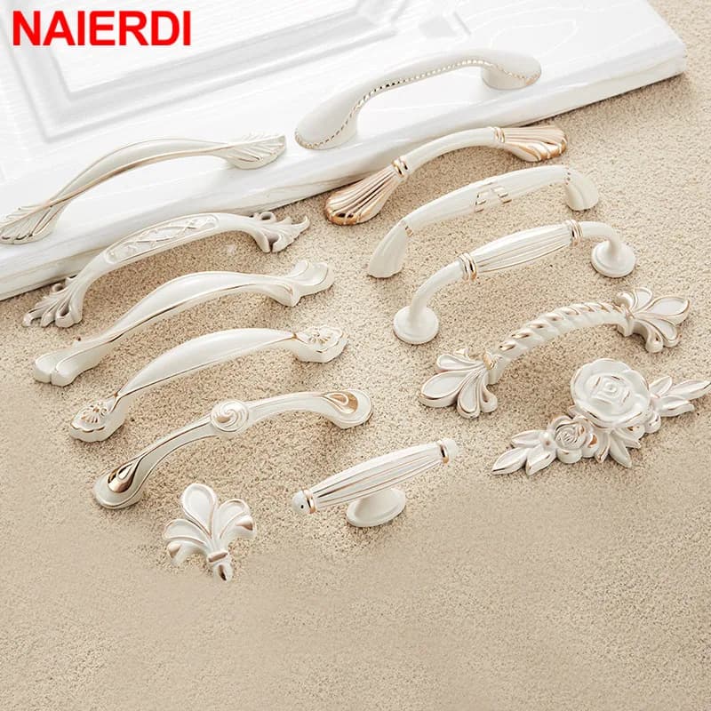 NAIERDI Maniglie per mobili bianco avorio Zinco Aolly Maniglie per porte dell'armadio da cucina Manopole per cassetti Maniglia per mobili di moda europea