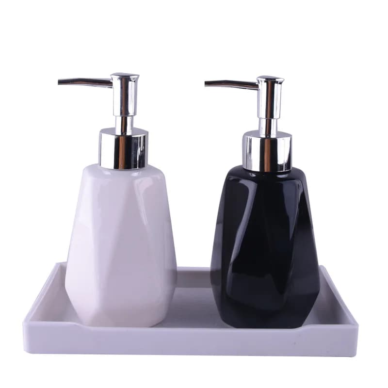 1PC Dispenser di sapone in ceramica creativa bottiglia di Shampoo in bianco e nero bottiglia di lozione per Hotel bottiglia da stampa sub-confezionata 260ml