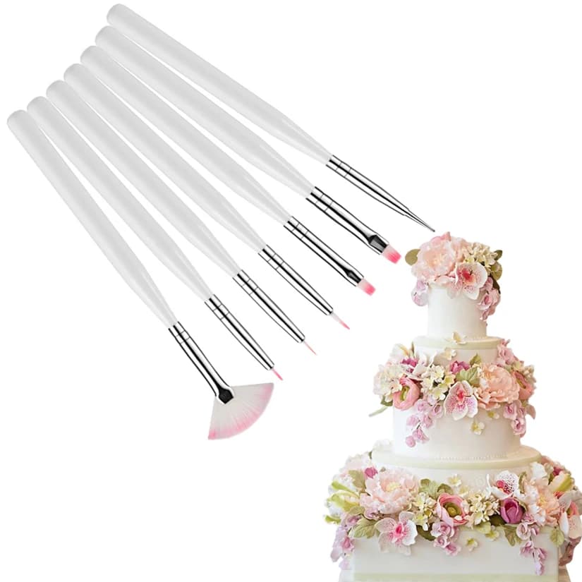 7 Pcs pennello per torta fondente penna accessori per la cottura glassa multifunzione biscotto per pasticceria Cupcake pittura Sugarcraft strumenti