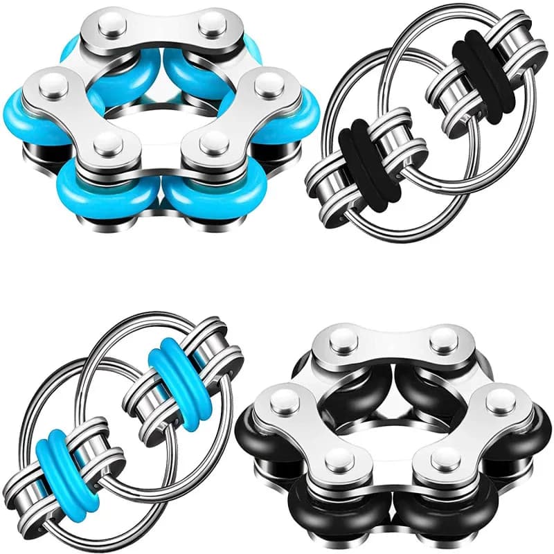 Catena della bici Fidget Toys Set - Six Roller Chain & Key Flippy Chain novità giocattoli antistress per alleviare la pressione autismo ADHD ADD