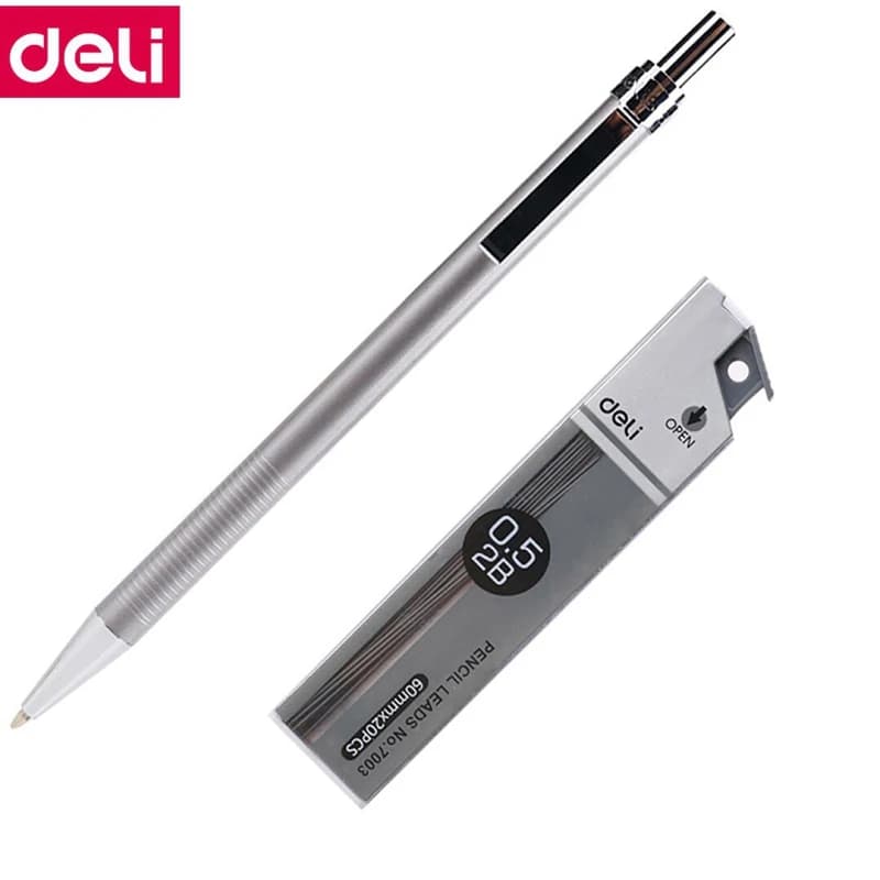Deli S713 Mechanical Pencil Set 2B 0.5mm with 20 Leads School Office Student Stationery Automatic Press Pencil Gift Set