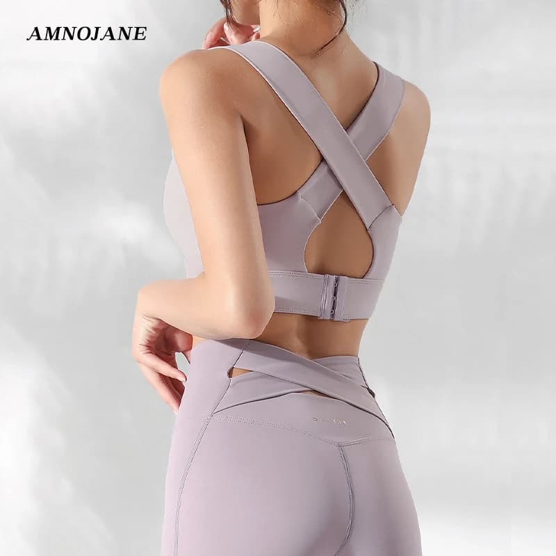 Reggiseno sportivo Yoga Gym reggiseni non cablati donna High Full Support Workout Top Fitness Running Push Up cinghie larghe Cross Back Underwear