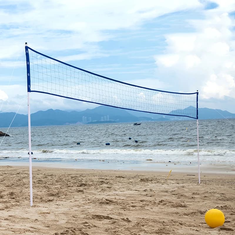 Nuova rete da Badminton rete da pallavolo portatile da esterno pieghevole regolabile con palo di supporto per i luoghi del parco in erba da spiaggia