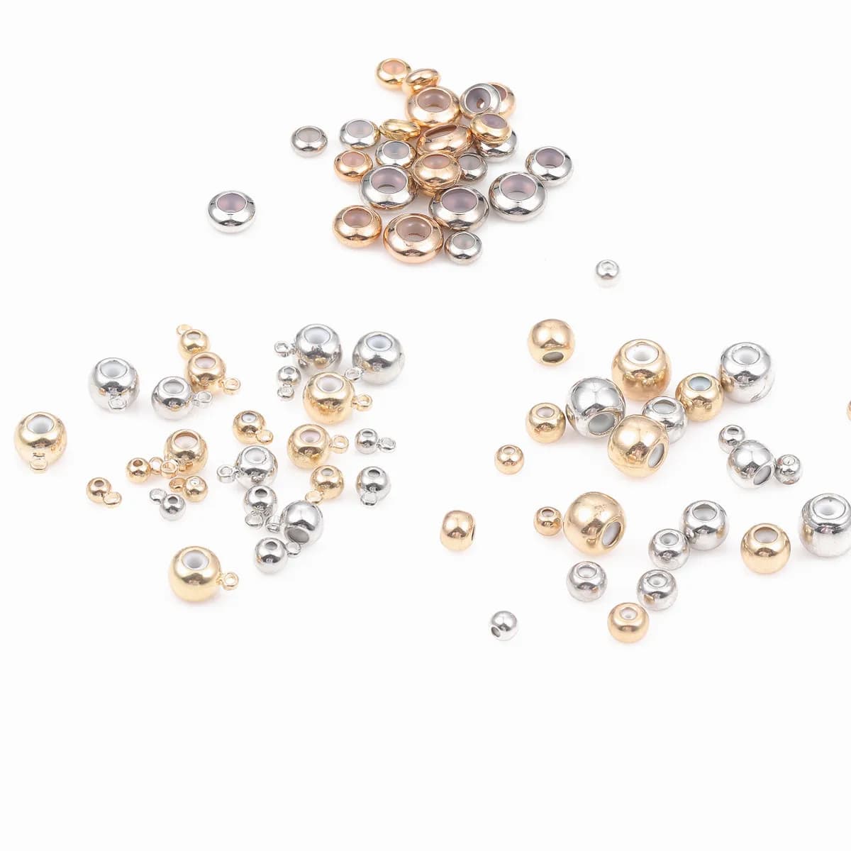 10 pz Tappo Perline Del Distanziatore Perline di Silicone di Rame Sfera Crimp End Perline Per Creazione di Gioielli Accessori Braccialetto FAI DA TE Foro 0.8-2.5mm
