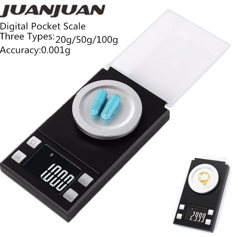 20/50/100g 0.001g Digital Jewelry Scale Diamond Gram Electronic Jewelry Balance LCD Display Pocket Drug Kitchen Weight Tool
