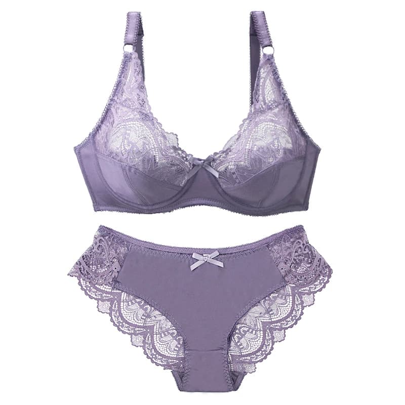 DaiNaFang Sexy Ultra-Thin Thick Bras Set For Big Boops Plus Size Female Lingerie Beige Black Purple White Red Green Underwear