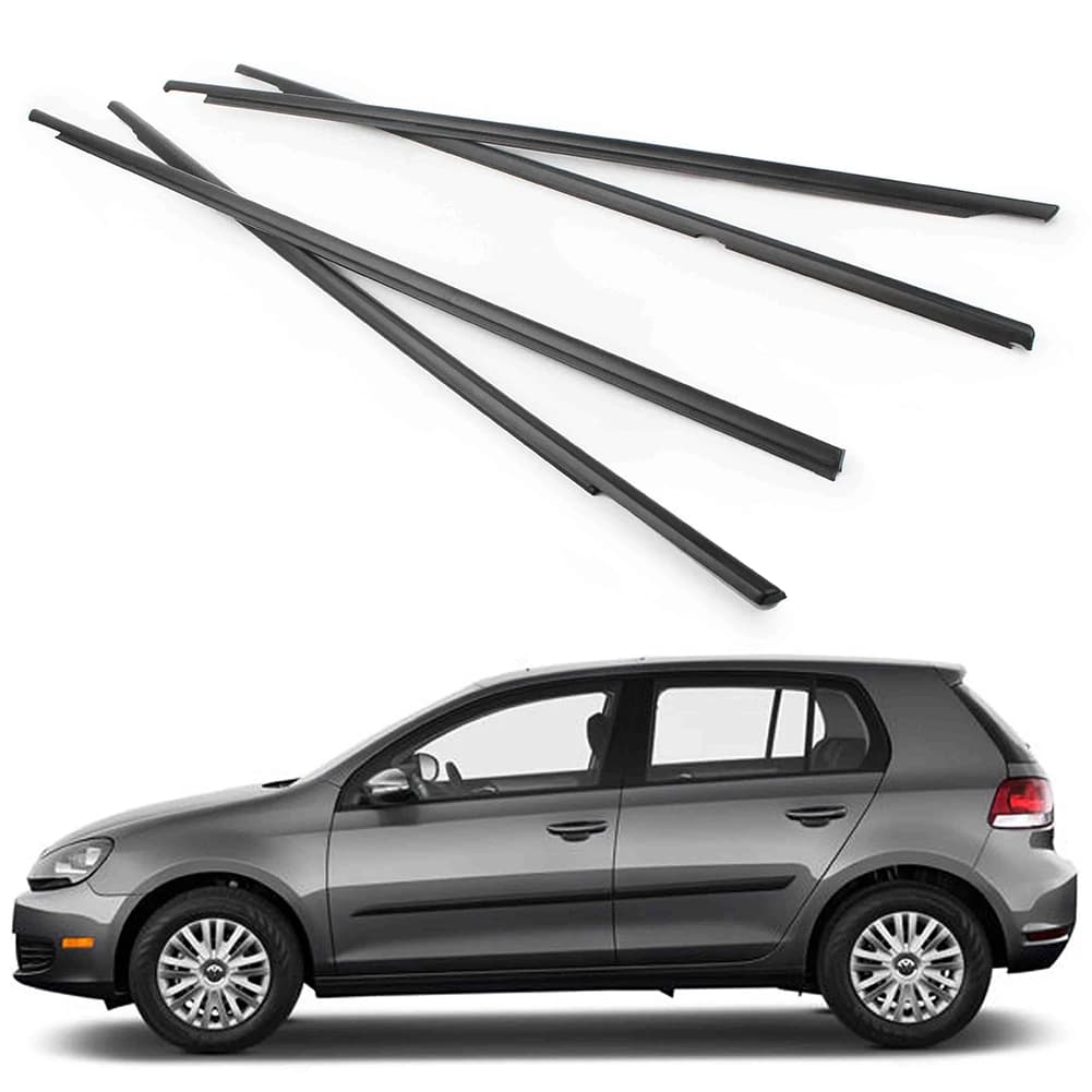 4Pcs Car Weatherstrip Window Outside Moulding Trim Auto Door Seal Belt For Volkswagen Golf MK6 2008-2012 & MK7 2012-2019 Black