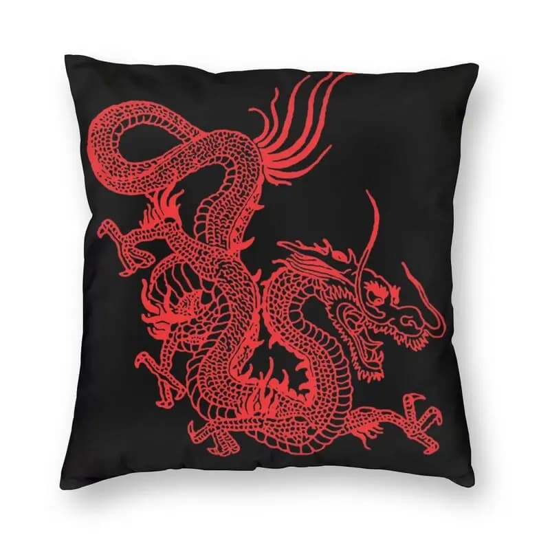 Red Chinese Dragon Cushion Cover 40x40cm Home Decorative Print Asian Oriental Style Art Throw Pillow Case for Sofa Double Side