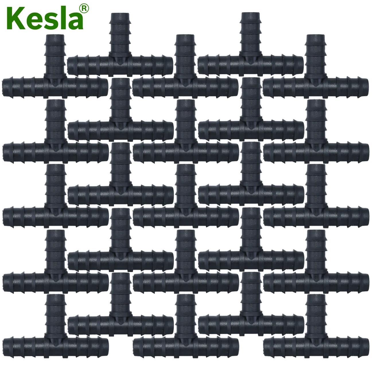 KESLA 40 pcs drip irrigation 1/2 "Barb Tee connector adapter for ID = 12mm OD = 16mm PE irrigation pipe repair tube replace garden