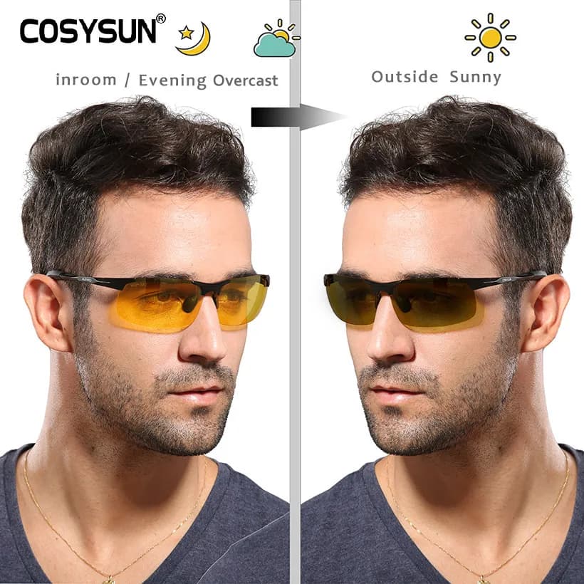 Gli uomini di Alluminio Fotocromatiche Occhiali Da Sole Degli Uomini di Guida Sicura Goggle Occhiali Da Sole Polarizzati driver Occhiali da Auto degli uomini Giorno di Visione Notturna