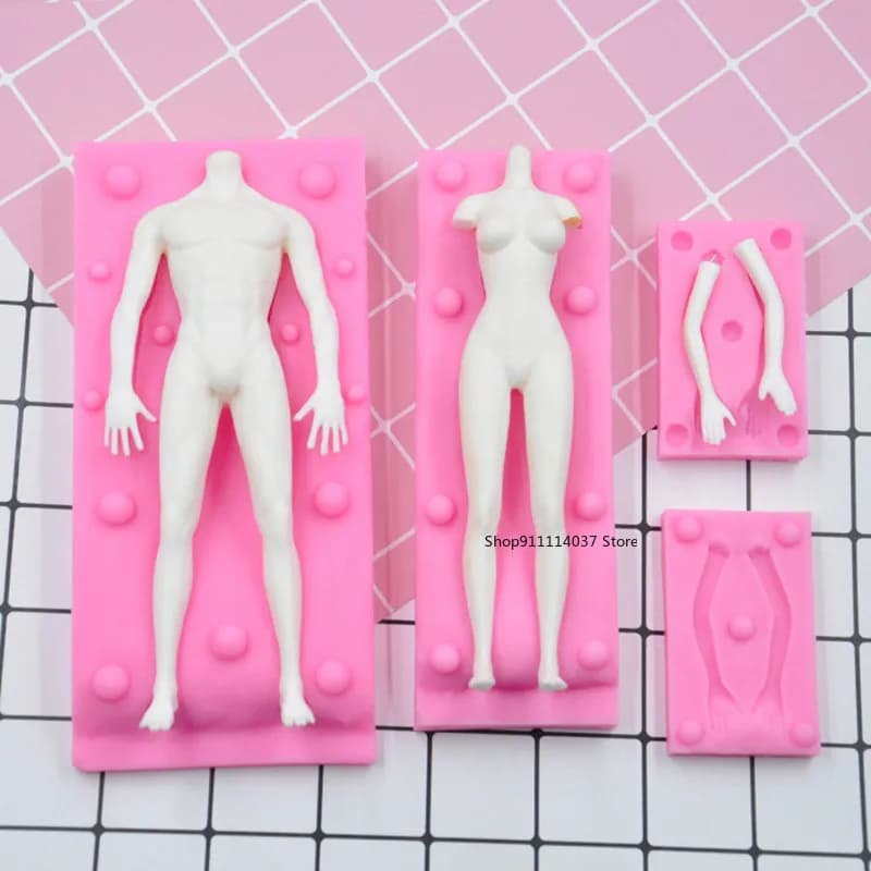 Stampi in argilla polimerica siliconica bambola a forma di corpo scultura d'arte modello fai da te 3D fatti a mano argilla e pasta gesso resina stampo in Silicone