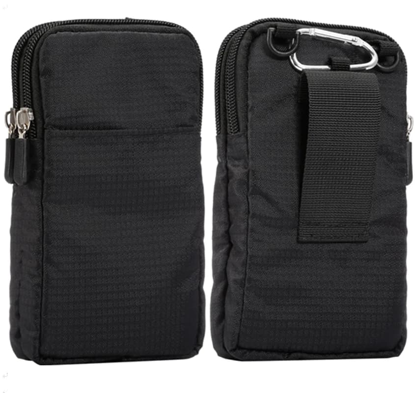 6.0-6.9 pollici borsa universale per telefono da uomo Sport borsa a doppio strato con cerniera custodia a portafoglio Clip da cintura borsa a tracolla per ragazza