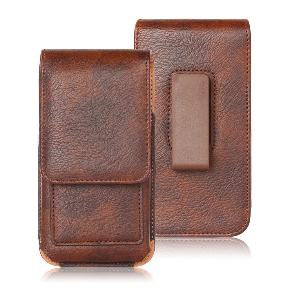 Custodia universale in pelle per iPhone Samsung Huawei Xiaomi Marsupio da uomo con clip da cintura per fondina per cellulare da 3,5-6,3"