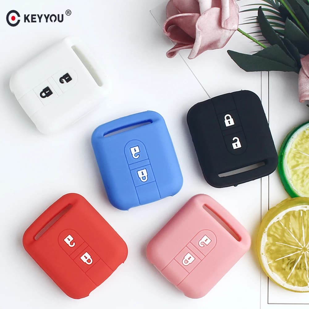 KEYYOU Per Nissan Micra K12 Nota Navara Qashqai J10 Primera Almera Sunny X-Trail 2B Copertura In Gomma Chiave A Distanza Dell'automobile Custodia In Silicone