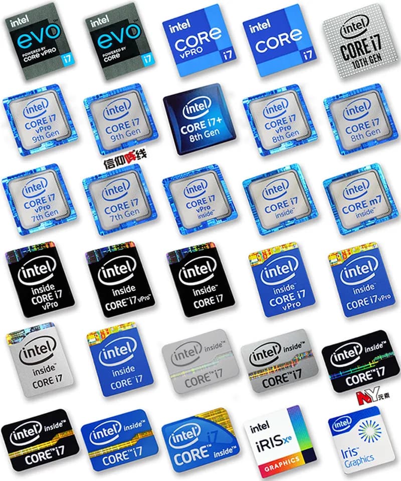 Etichetta adesiva CPU desktop per laptop originale Core i7 3 4 5 6 7 8 9 di decima generazione